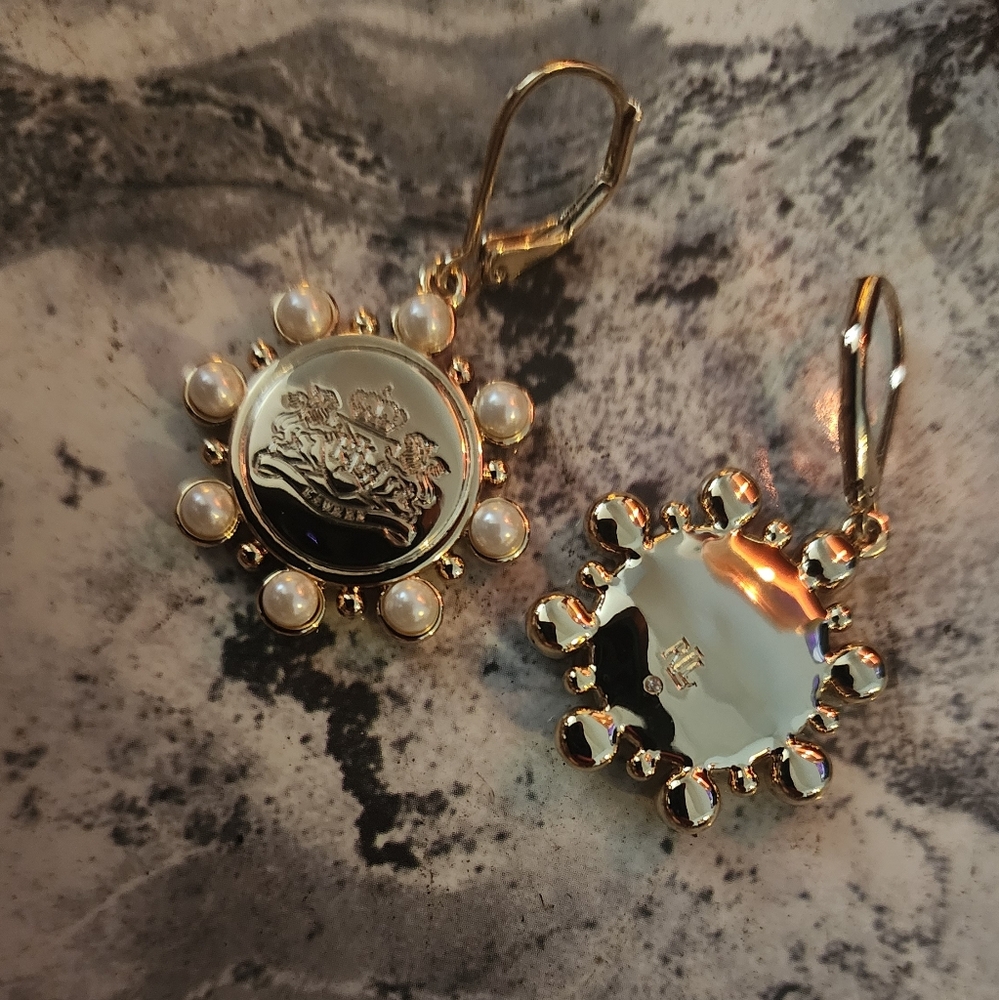 RALPH LAUREN EARRINGS, GOLD PLATED WITH PEARLS ORIGINAL